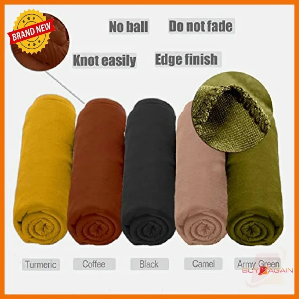 5-Piece Extra Long Stretch Jersey Hijab Scarf Set Soft Head Wraps